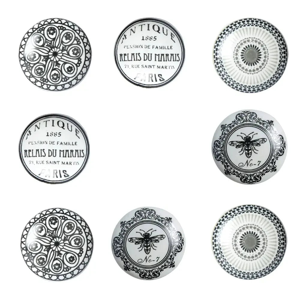 Mixed Design Printed Ceramic Knobs - The Mustard Seed Collection, The Seed