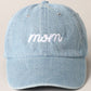 Mom Text Embroidery Match with Dad Mini Caps : LIGHT DENIM / ONE SIZE Fashion City