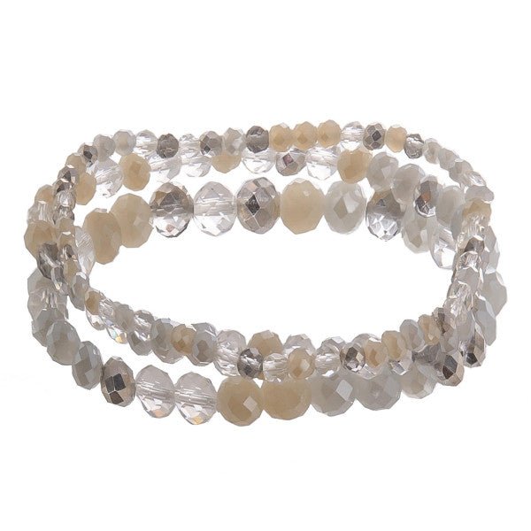 Multi Strand Beaded Bracelet Cream