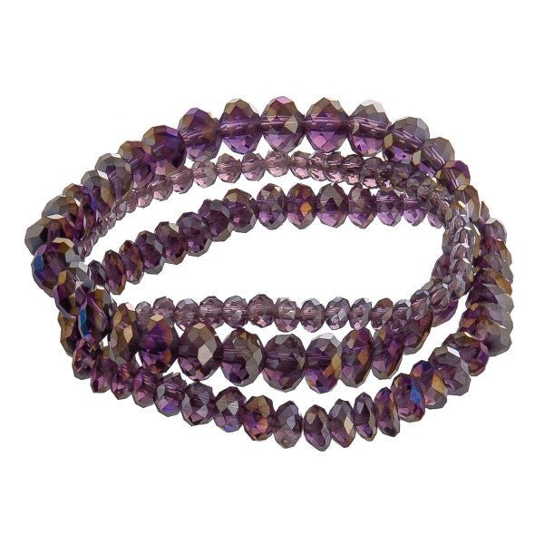 Multi Strand Beaded Bracelet Dark purple