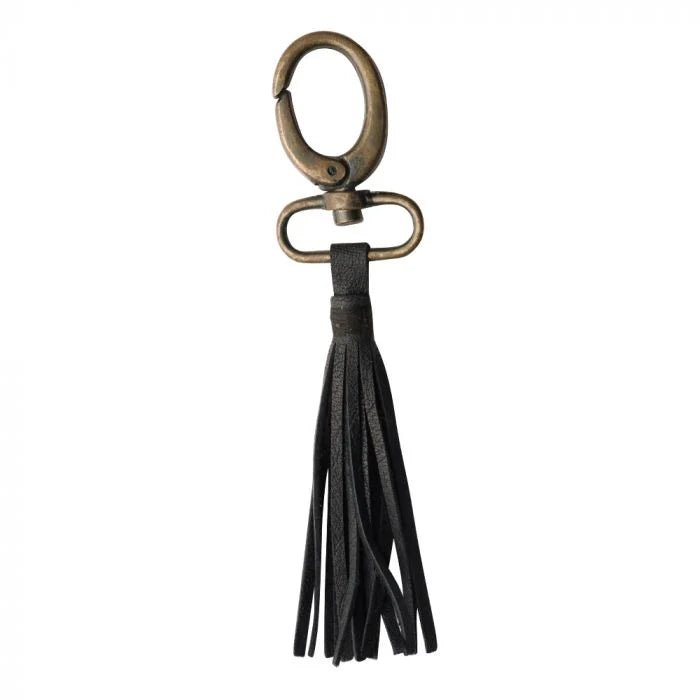 Myra Charcoal Charm Bag Charm | Cowhide Fringe Purse Charm & KeychainBag Charms and Keychains