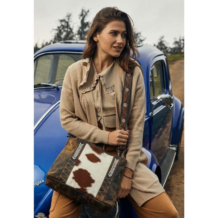 Myra Cornell Rose Leather & hairon bag