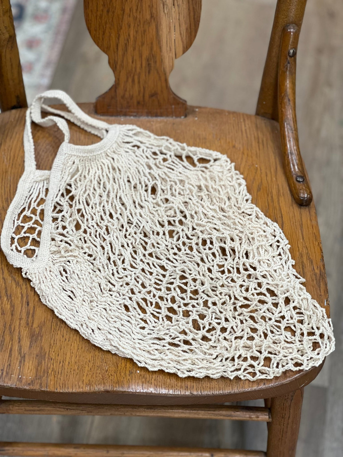 Natural Cotton String Market Bag – Reusable French Mesh Tote