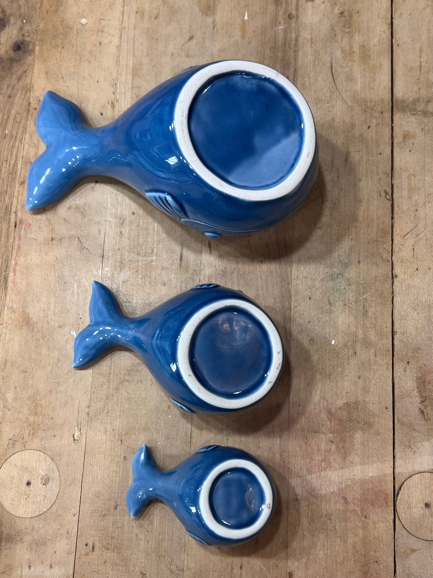 Nautical Ceramic Nesting Whale Measuring Cups – Set of 3 – Slate Blue - The Mustard Seed Collection, The Seed