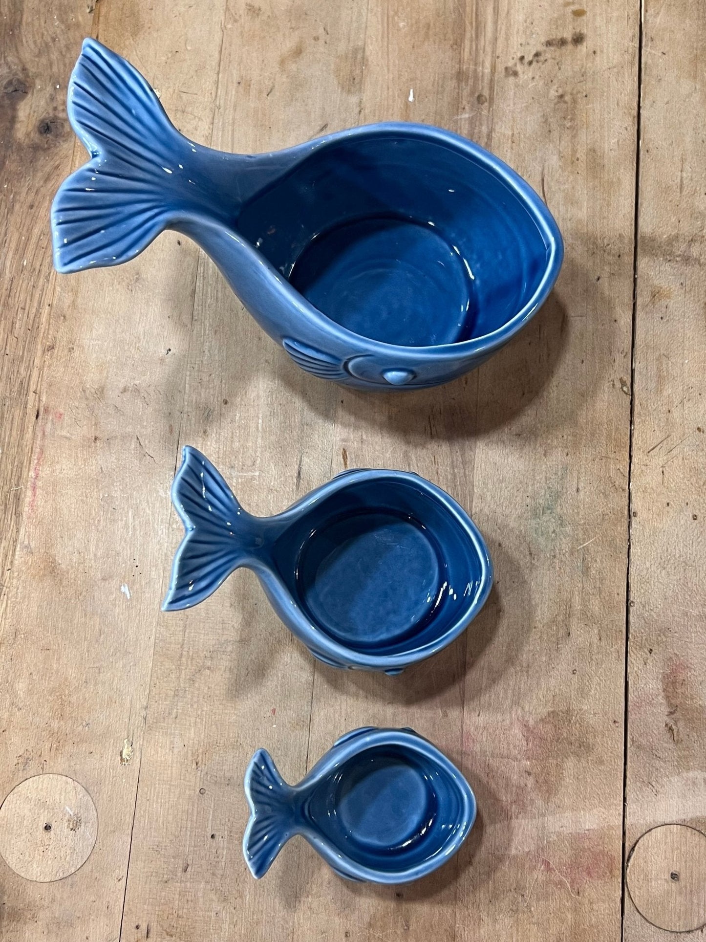 Nautical Ceramic Nesting Whale Measuring Cups – Set of 3 – Slate Blue - The Mustard Seed Collection, The Seed
