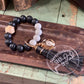 Nevertheless She Persisited SVF Black and White Grey Marble Silicone Wristlet Beaded Key Chain Bracelet with Tassel