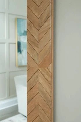 NEW! Chevron Mango Wood Floor Mirror - The Mustard Seed Collection, The Seed