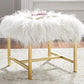 NEW! Faux White Luxe Fur Vanity Stool - The Mustard Seed Collection, The Seed