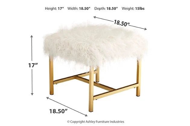 NEW! Faux White Luxe Fur Vanity Stool - The Mustard Seed Collection, The Seed