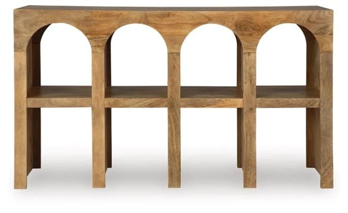 NEW! Mango Wood Arched Console Table/Book Nook - The Mustard Seed Collection, The Seed