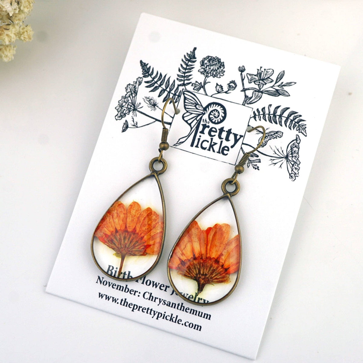 November Birth Flower Earrings - The Mustard Seed Collection, The Seed