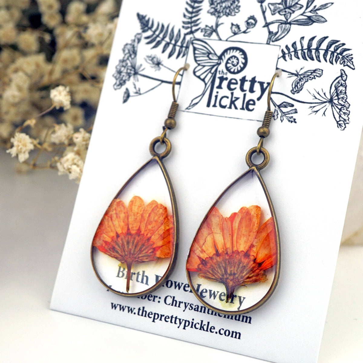 November Birth Flower Earrings - The Mustard Seed Collection, The Seed
