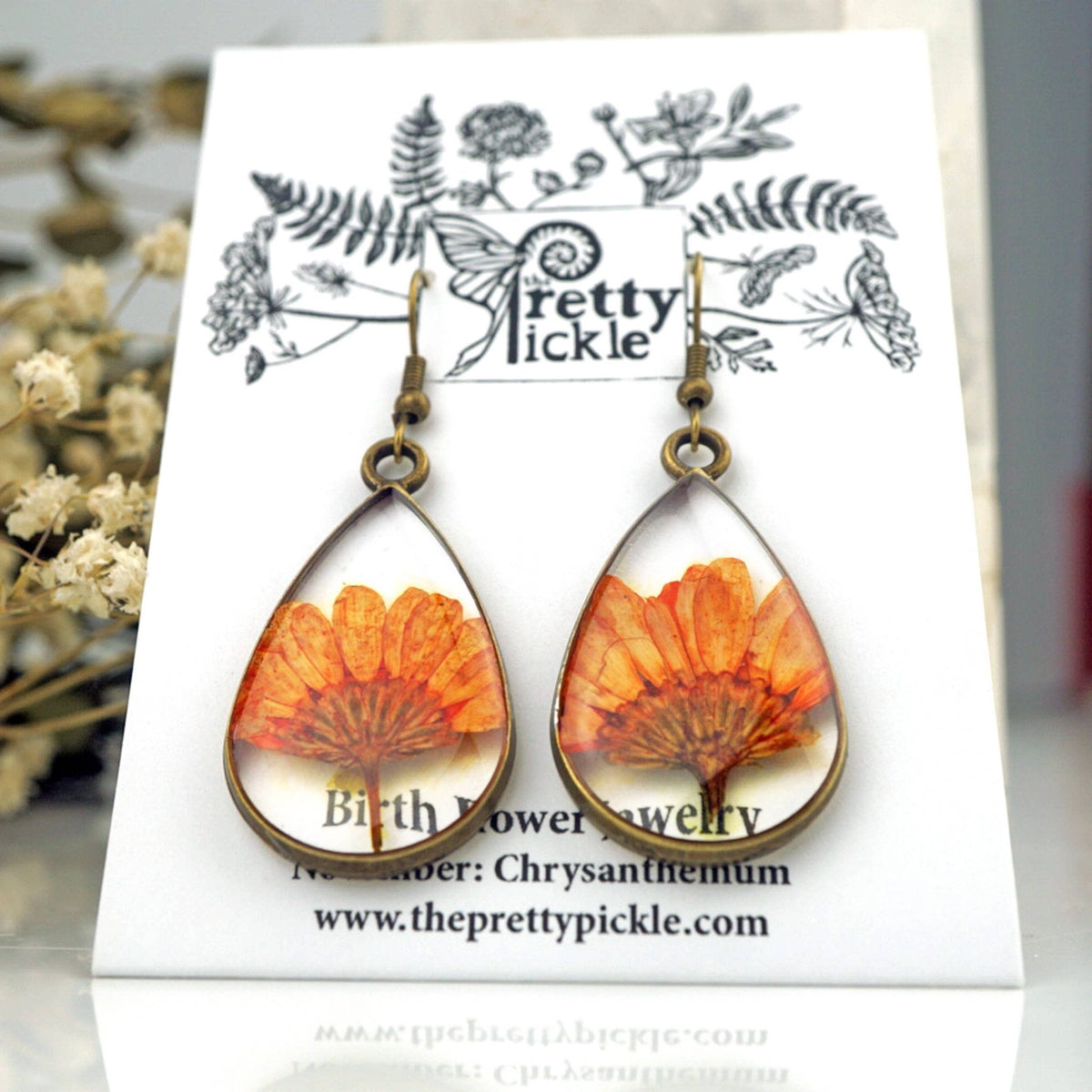 November Birth Flower Earrings - The Mustard Seed Collection, The Seed