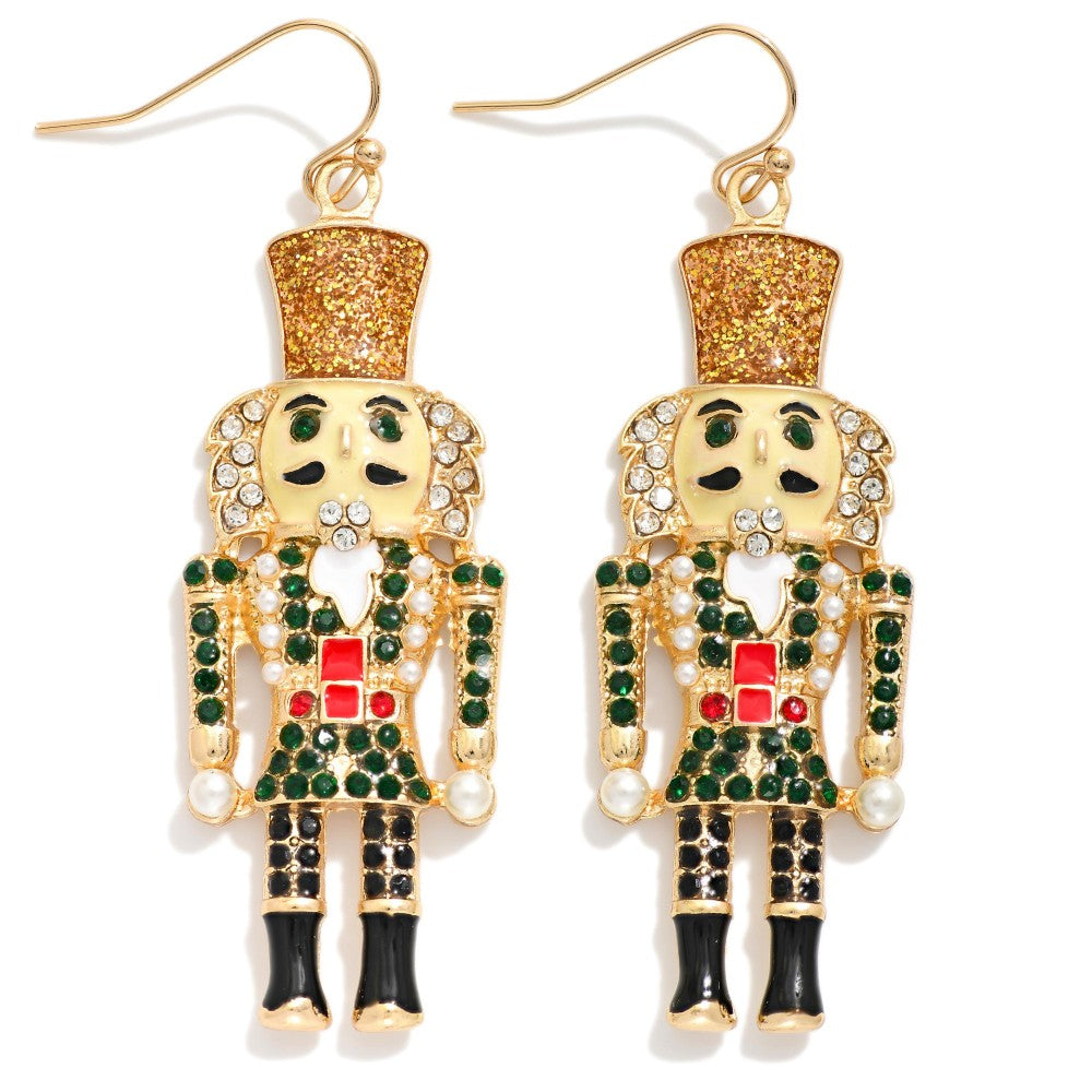 Metal Enamel Nutcracker Christmas Drop Earring