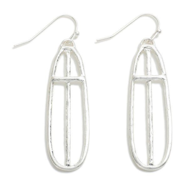 Oblong Cross Drop Earrings Silver - The Mustard Seed Collection, The Seed