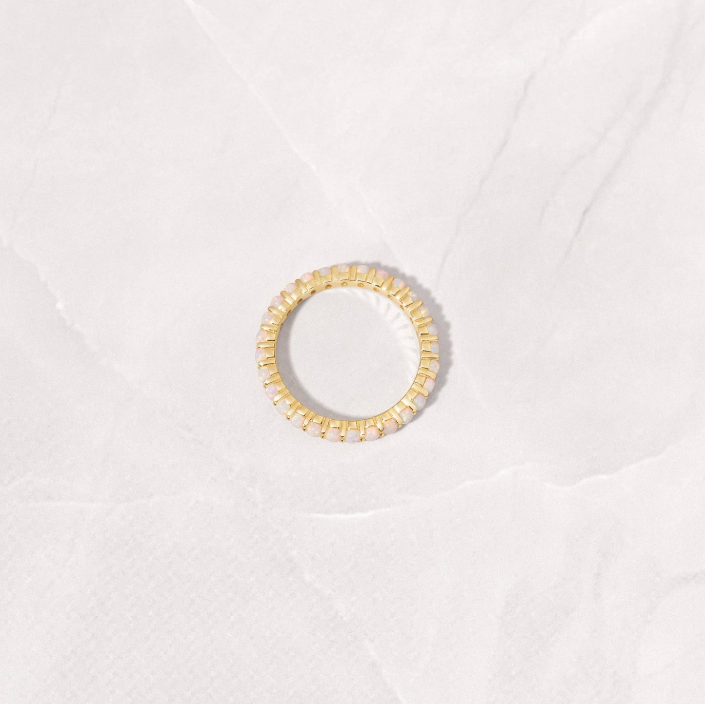 Opal Eternity Ring: Gold / 8