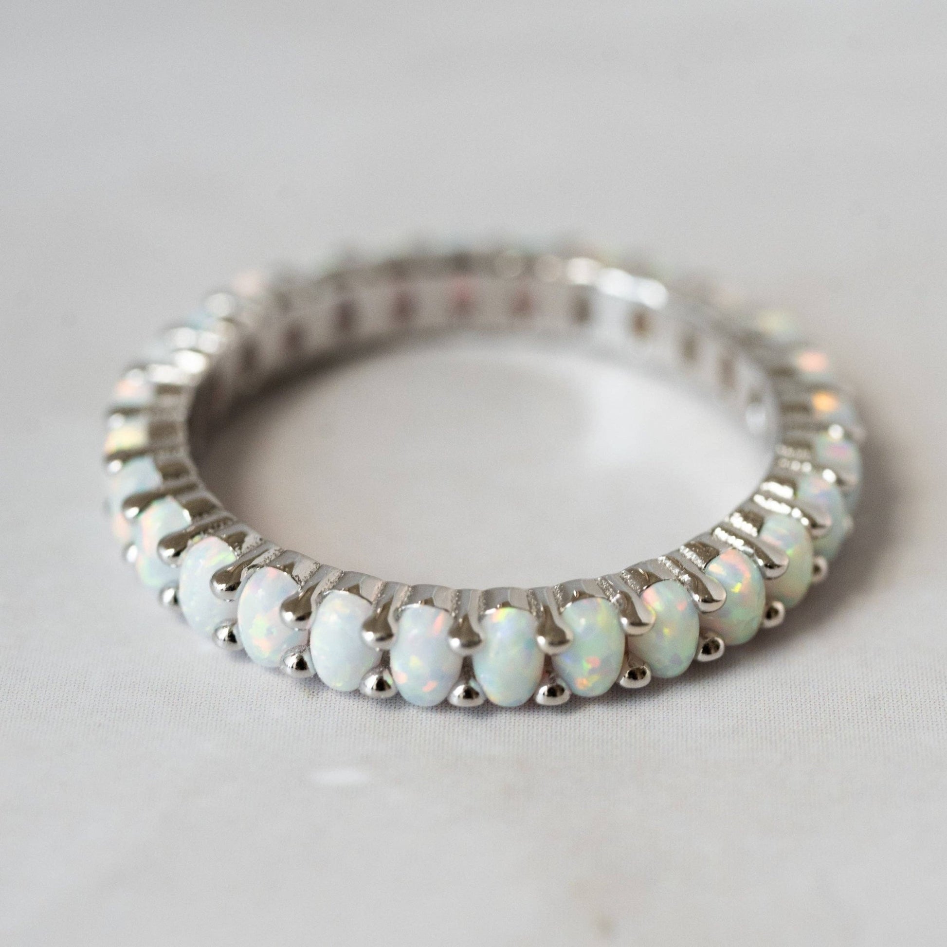 Opal Eternity Ring: Silver / 8