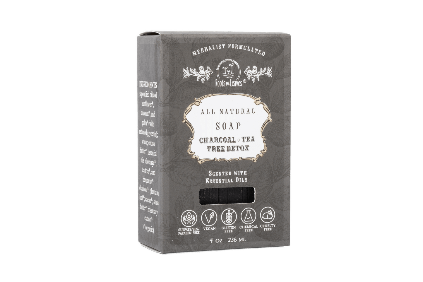 Organic Vegan "Charcoal + Tea Tree" Bar Soap