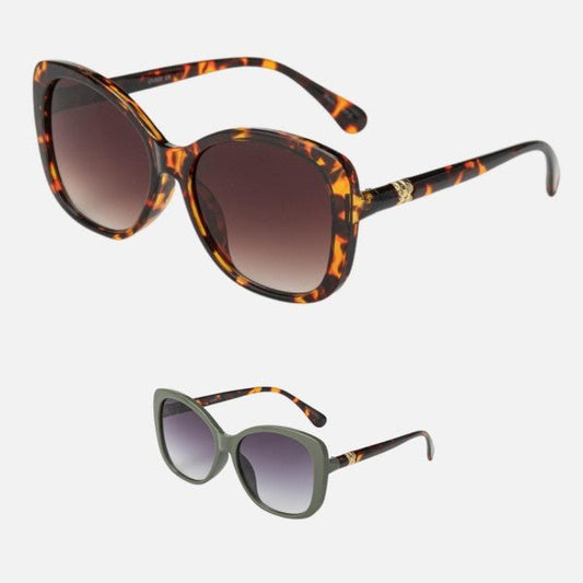 Oversize Square Sunglasses With Gold Tone Detail