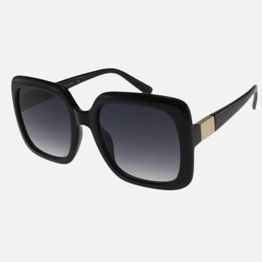Oversized Square Sunglasses With Metal Temple Detail Default Title
