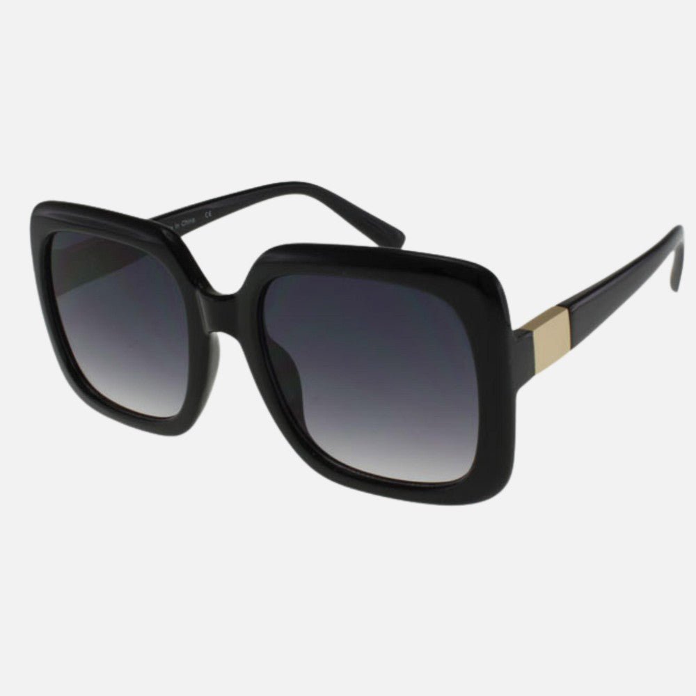 Oversized Square Sunglasses With Metal Temple Detail 