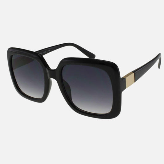 Oversized Square Sunglasses With Metal Temple Detail 