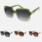 Oversized Square Sunglasses With Metal Temple Detail 