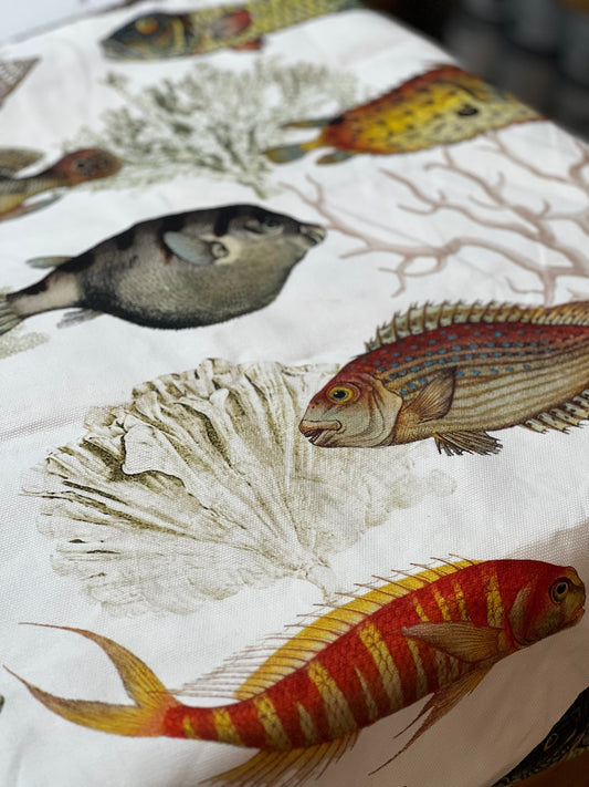 P/Kaufmann Fabrics Coastal Fish & Coral Marine Life Fabric Remnant (57" x 57")