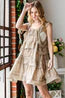 Ruffled Romper -Ruffle Tiered BabyDoll Mini Dress Taupe/Mushroom Color