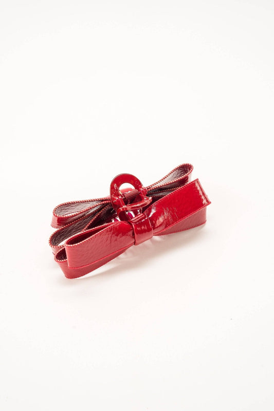 Paige Bow Hair Claw: Red