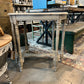 Painted Antique Spindle leg occasional table in French linen