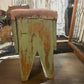 Painted Green Chippy Vintage Wooden Stool - The Mustard Seed Collection, The Seed