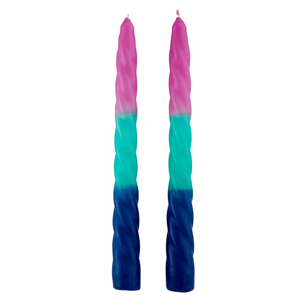 Pair of 9" Tapered Candle - Pink-Green-Blue