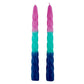 Pair of 9" Tapered Candle - Pink-Green-Blue - The Mustard Seed Collection, The Seed