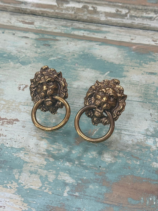 Pair of Vintage Lion Pull or Cabinet Handle