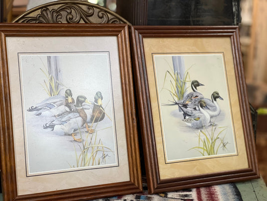 Pair of Wood Framed Duck Prints