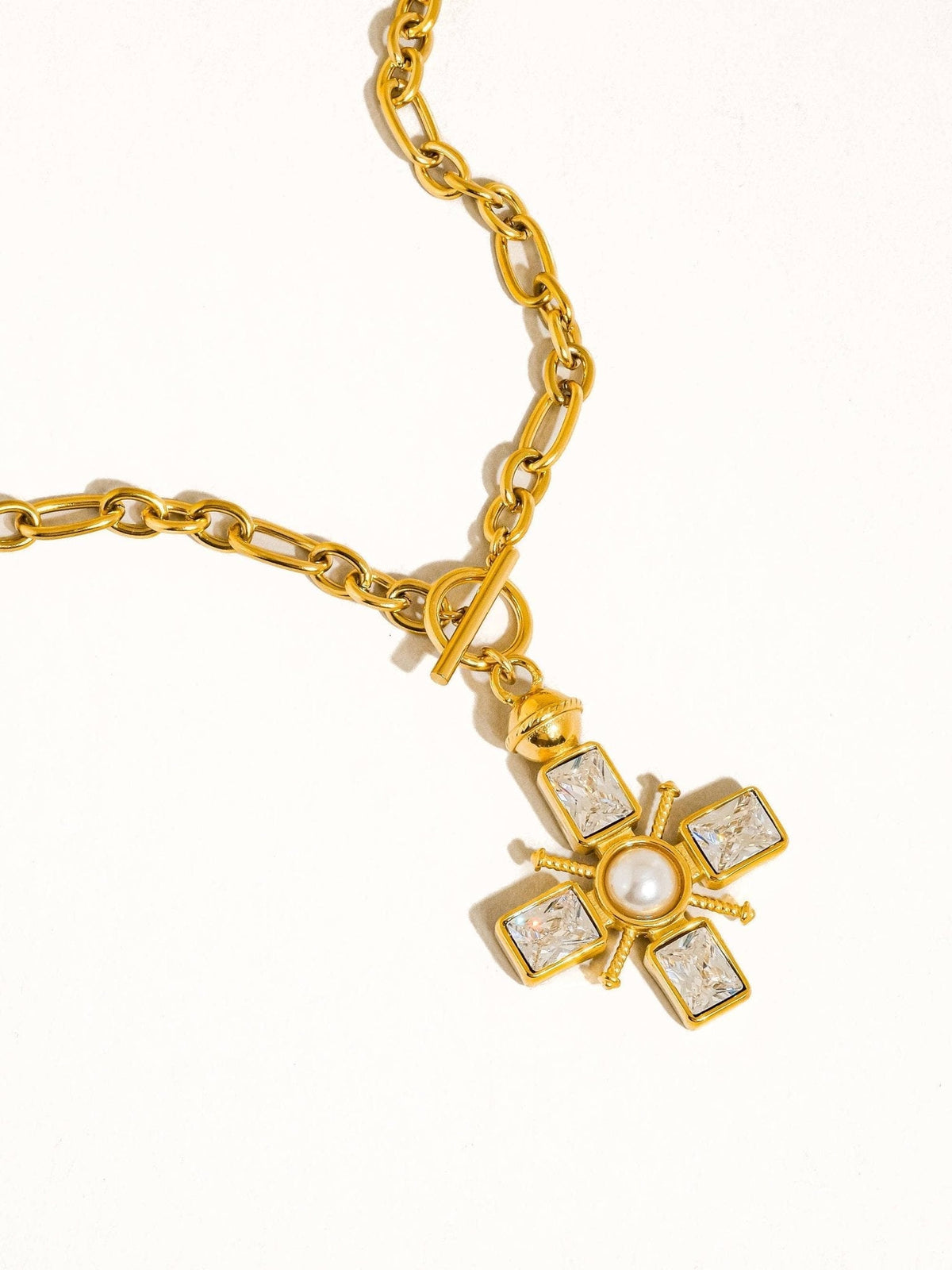 Patrice 18K Gold Non-Tarnish Cross Necklace: Yellow Gold - The Mustard Seed Collection, The Seed