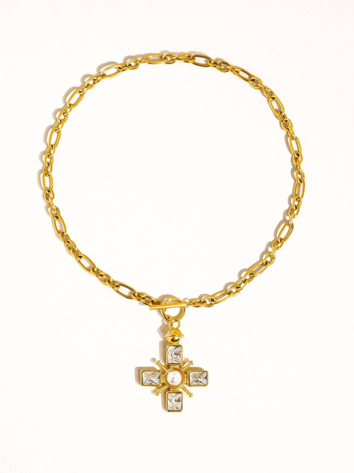 Patrice 18K Gold Non-Tarnish Cross Necklace: Yellow Gold - The Mustard Seed Collection, The Seed