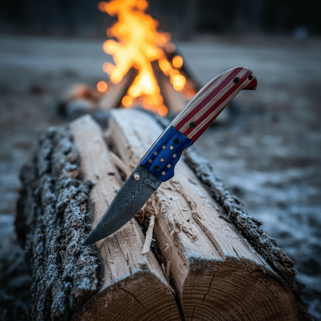 Patriot Damascus Folding Knife 