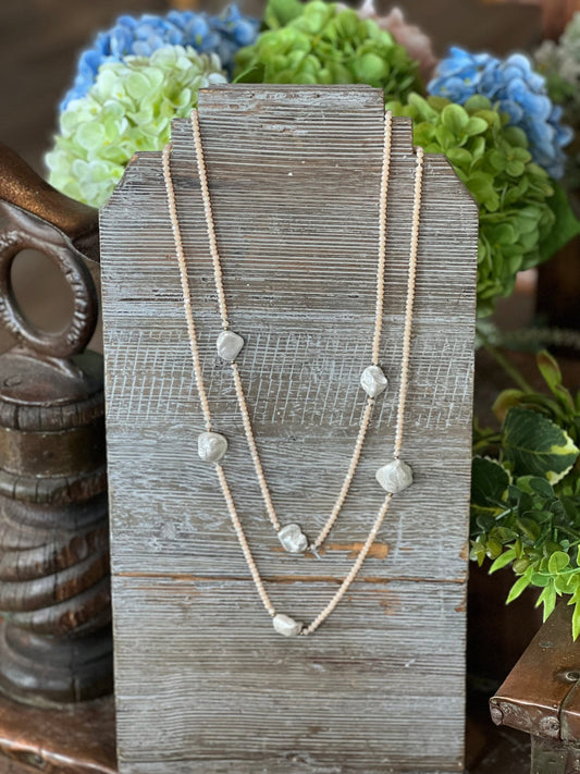 Peach-Toned & Iridescent Stone Necklace