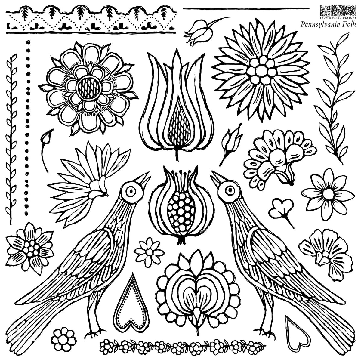 Pennsylvania Folk 12x12 Decor Stamp - The Mustard Seed Collection, The Seed