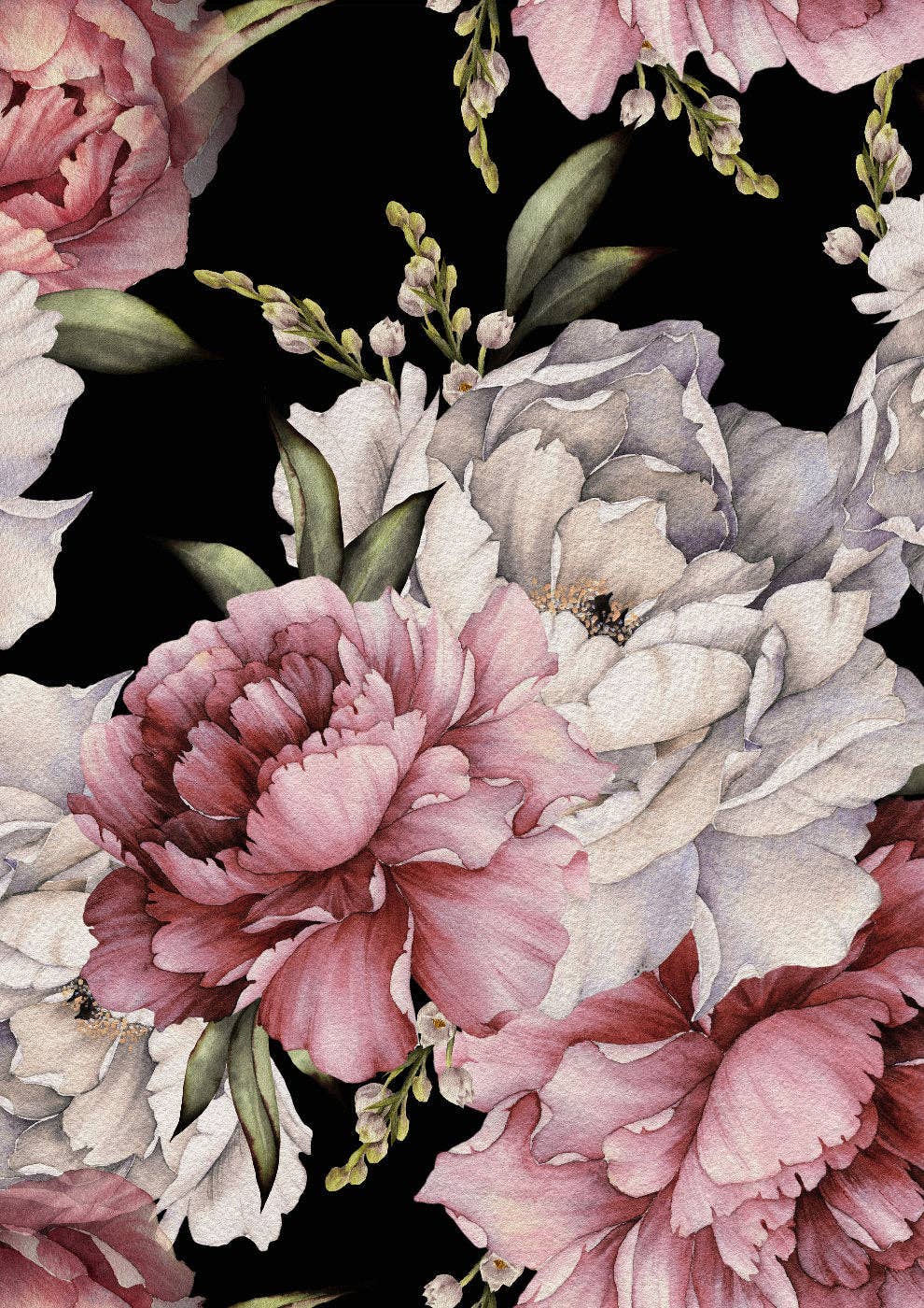 Peonies - A1 size large Decoupage Paper - pink flowers - The Mustard Seed Collection, The Seed