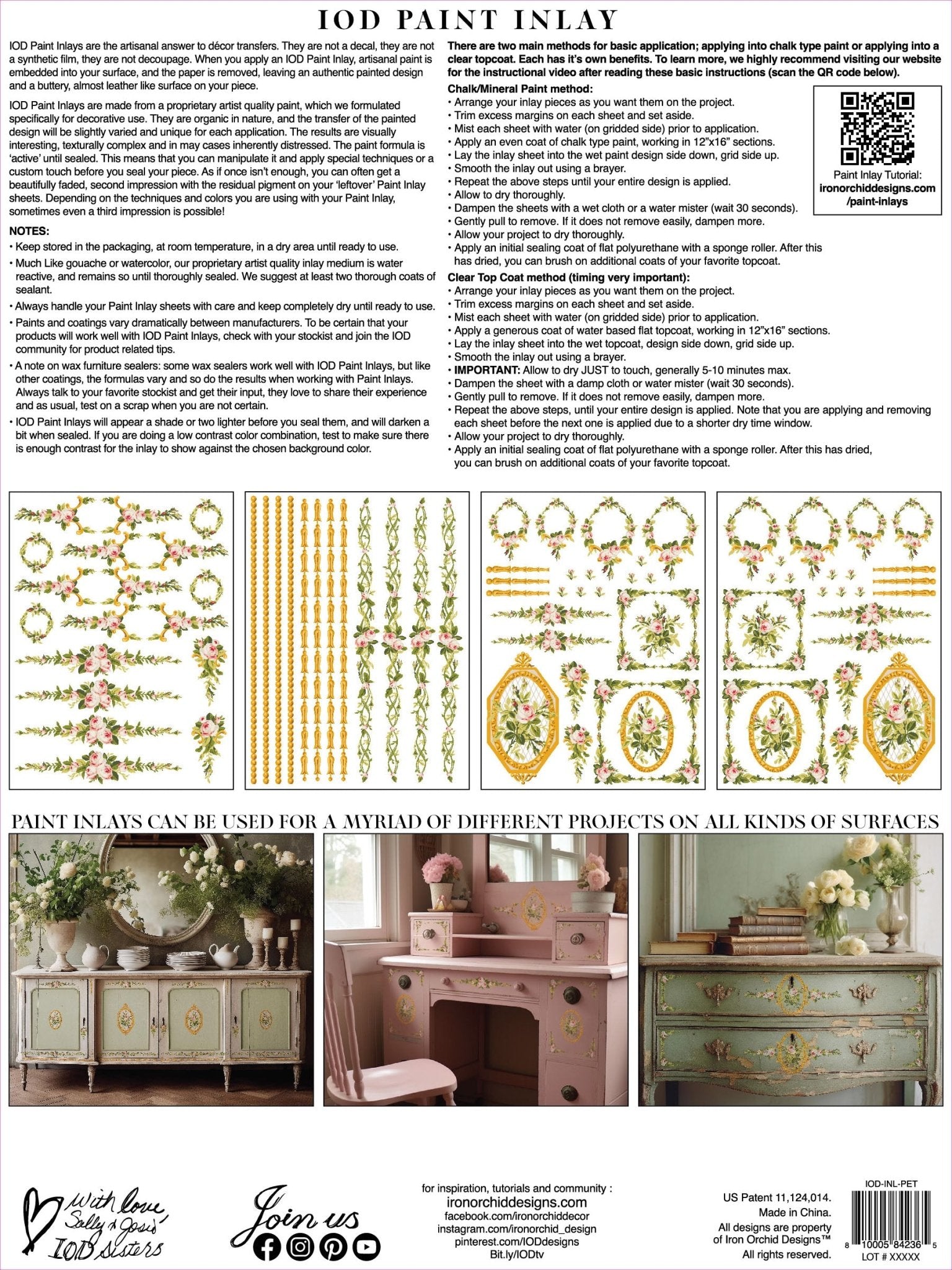 Petite Fleur Pink IOD Paint Inlay 12x16 Pad