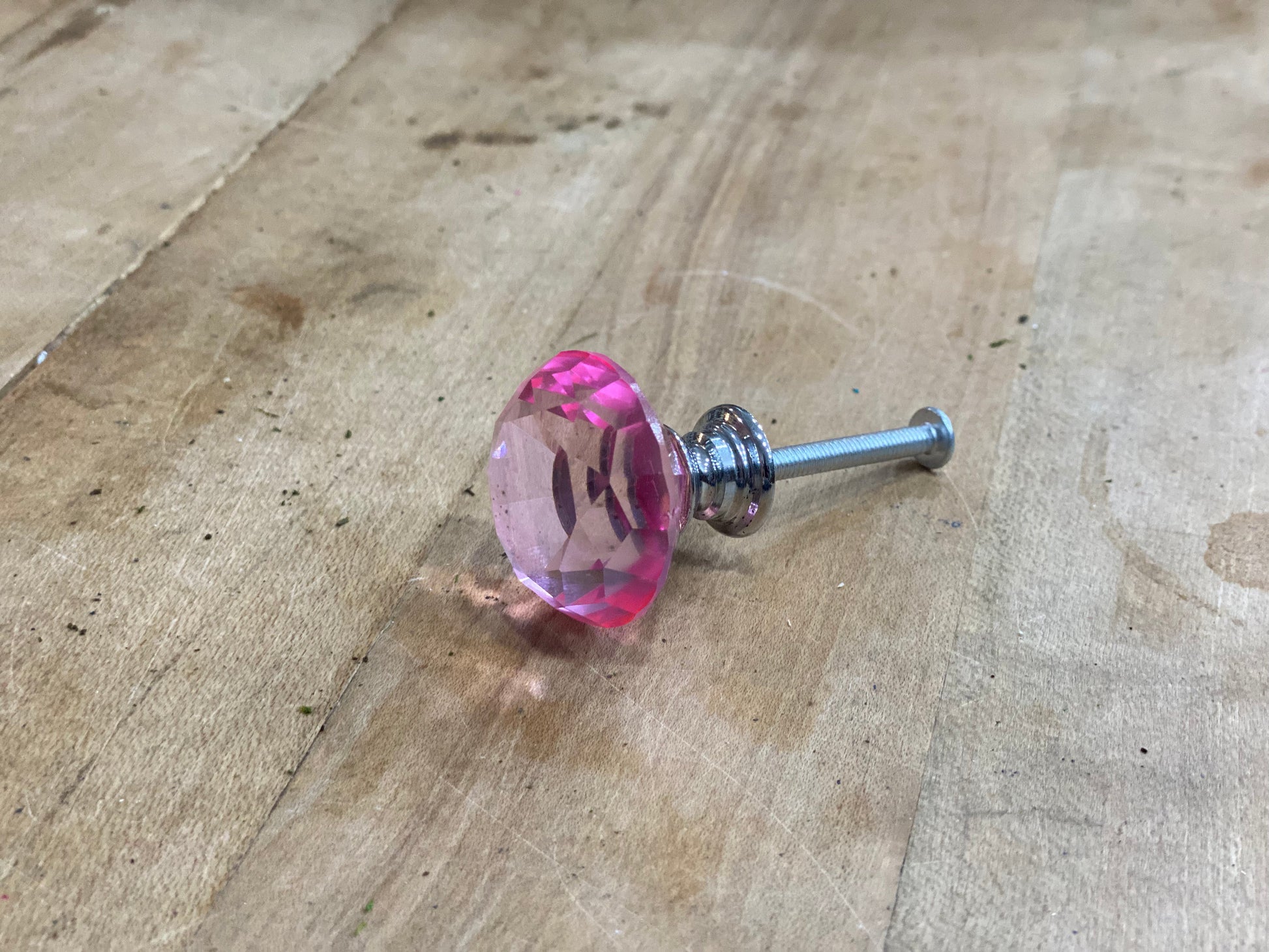 Pink Cut Glass Knob