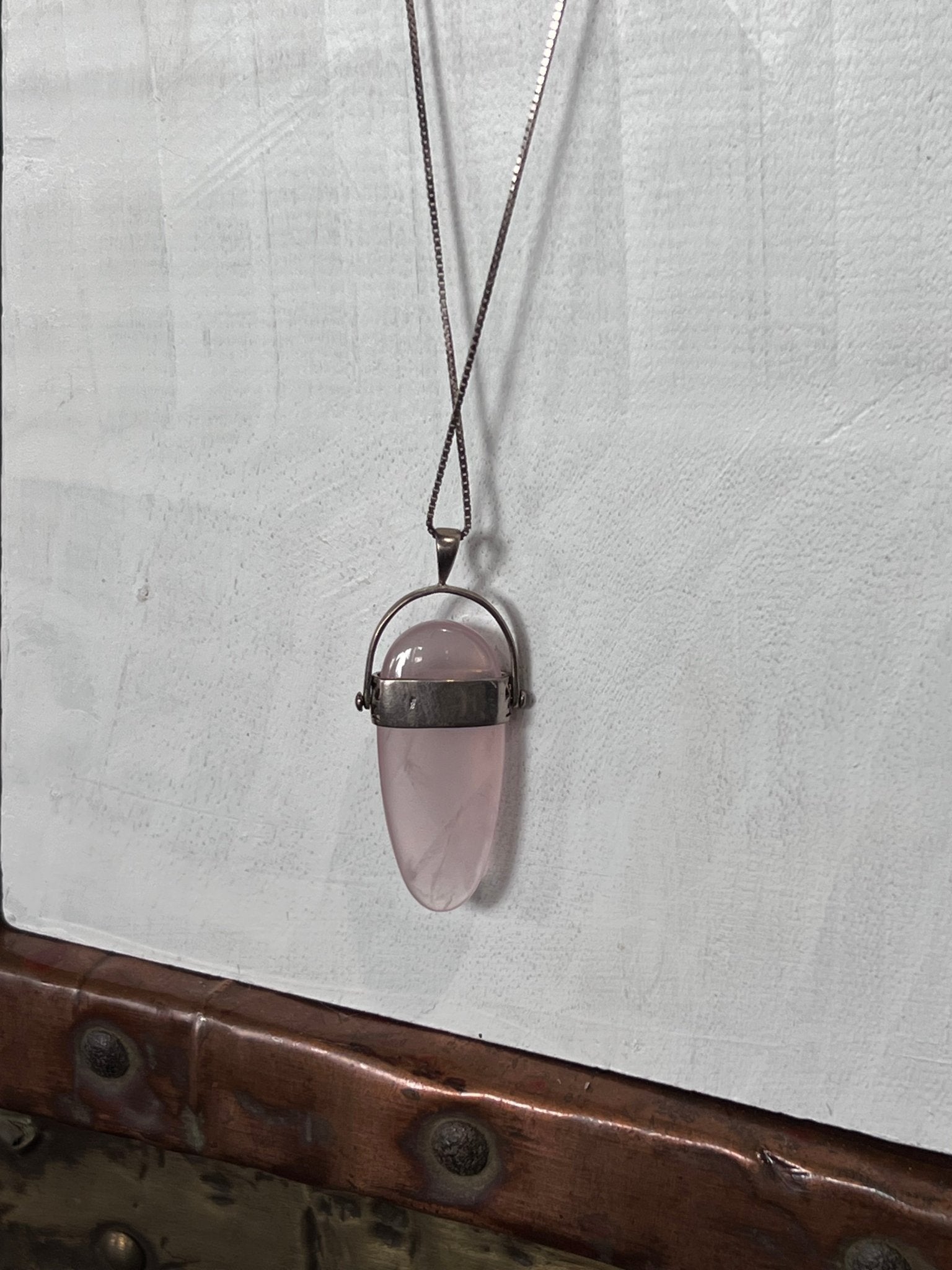 Pink Quartz Pendant on Sterling Silver Chain