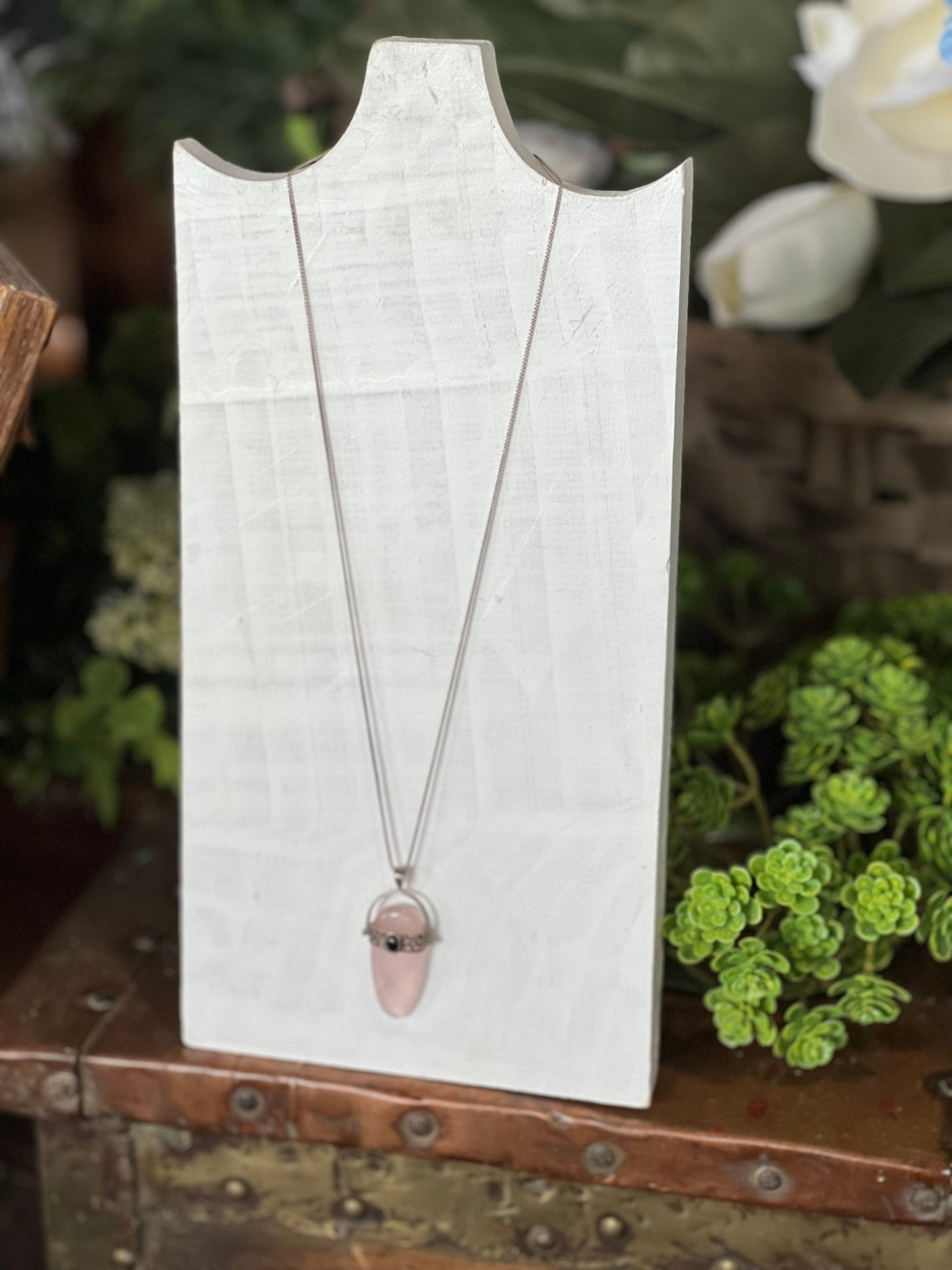 Pink Quartz Pendant on Sterling Silver Chain