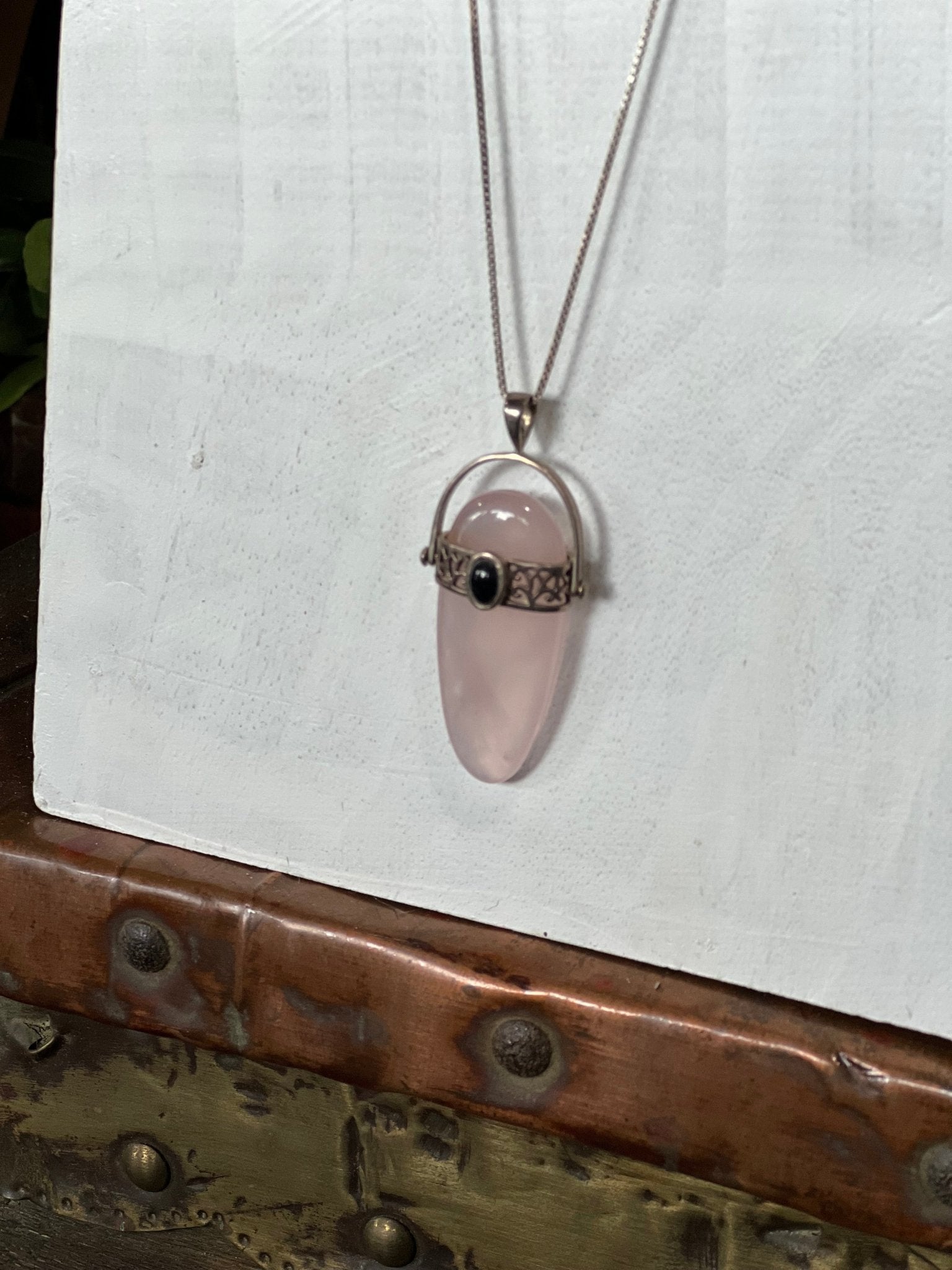 Pink Quartz Pendant on Sterling Silver Chain