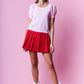 Pink Scallop Edge Puff Sleeve Crop Knit Sweater