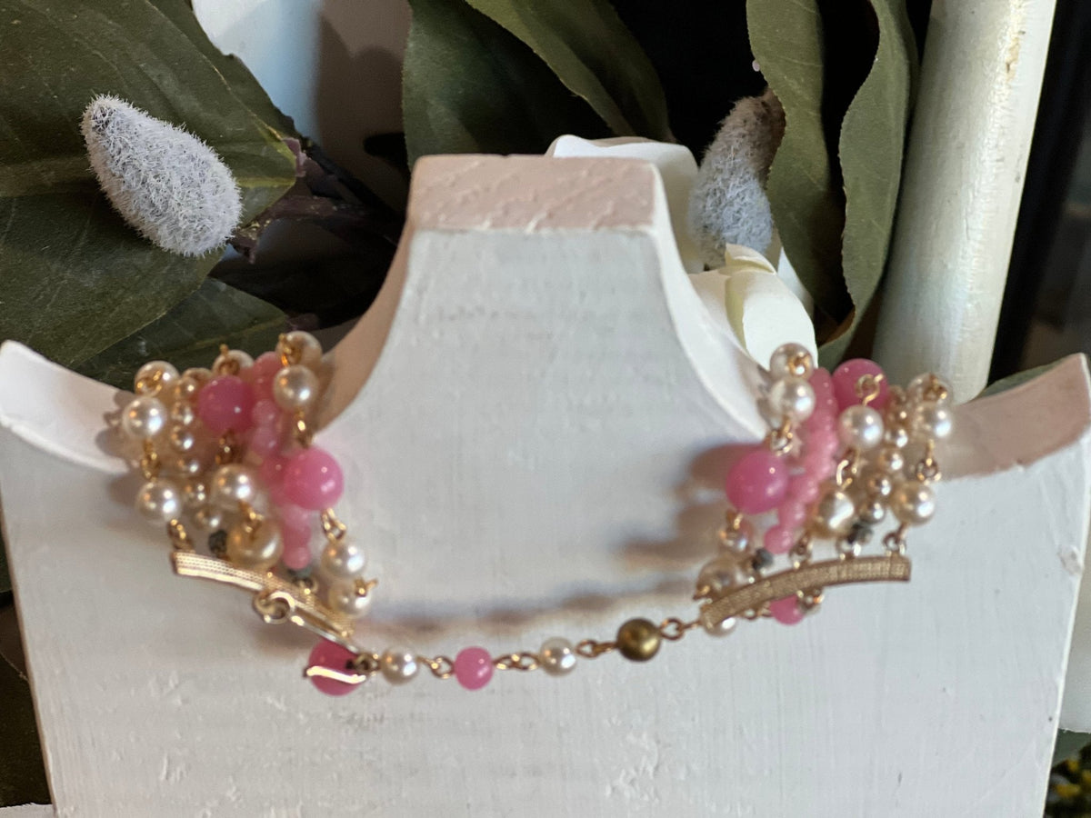 Pink, White, & Gold Multi-Strand Necklace - The Mustard Seed Collection, The Seed