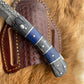 POCKET KNIFE Grey and Blue WOOD 6.5'' DAMASCUS STEEL KNI - The Mustard Seed Collection, The Seed